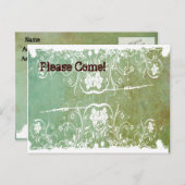 パティナグリーンシャビーシック招待状 インビテーションポストカード (正面/裏面)