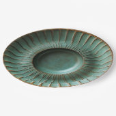 パティナグリーン&アンティーク金ゴールド陶芸インスパイア ペーパープレート (アングル)