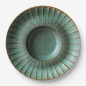 パティナグリーン&アンティーク金ゴールド陶芸インスパイア ペーパープレート (正面)