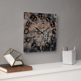 パティナ素朴テクスチャワークショップガレージ スクエア壁時計