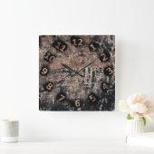 パティナ素朴テクスチャワークショップガレージ スクエア壁時計 (ホーム)