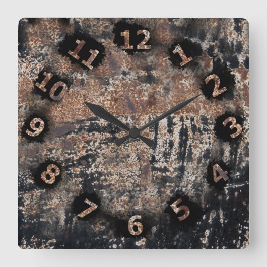 パティナ素朴テクスチャワークショップガレージ スクエア壁時計 (正面)
