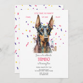 パティーで犬の誕生日パーティーしよう 招待状 (正面/裏面)