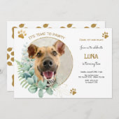 パティーで犬の誕生日パーティーしよう 招待状 (正面/裏面)