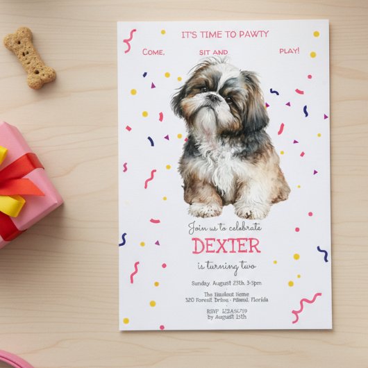 パティーで犬の誕生日パーティーしよう 招待状