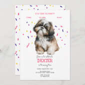 パティーで犬の誕生日パーティーしよう 招待状 (正面/裏面)