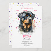 パティーで犬の誕生日パーティーしよう 招待状 (正面/裏面)