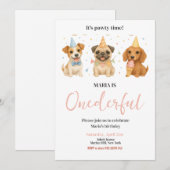 パティータイムパピードッグワンダーフル誕生日パーティー 招待状 (正面/裏面)