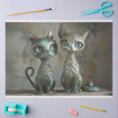 パティーナ仕上げ2猫デコパージュ 薄葉紙 (クラフト)