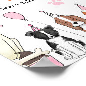 パティー犬の誕生日パーティーテーブルサインを受け取る ポスター (角)