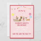パティー誕生日パーティー犬を放映 招待状 (正面)