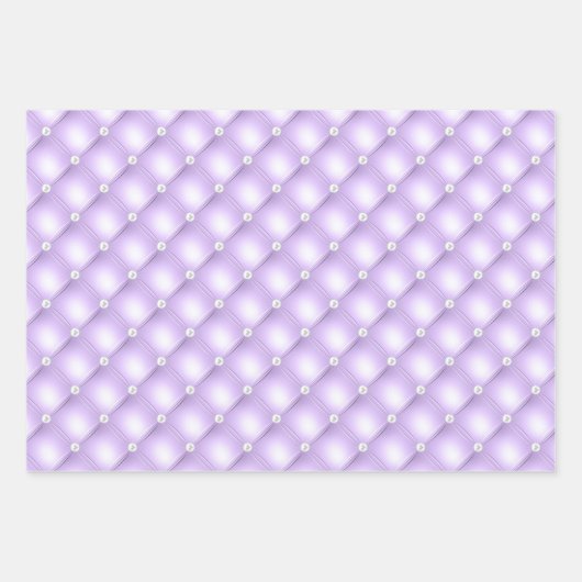 パテエレガントルブルー、パープル&ピンクダイヤモンドタフテッド ラッピングペーパーシート (正面)