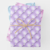 パテエレガントルブルー、パープル&ピンクダイヤモンドタフテッド ラッピングペーパーシート (インサイチュ)