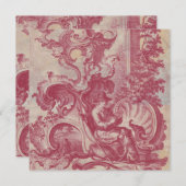 パテフランスのィナヴィンテージレッドトイルポンペカラーズ 招待状 (正面/裏面)