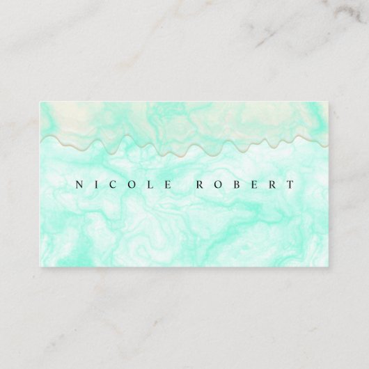 パテモダンスエレガントリーのクリームシェフグリーン大理石 名刺 (裏面)