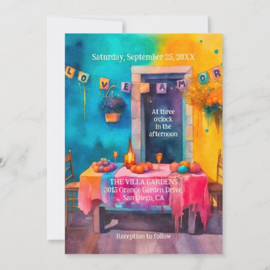 パテユニークオカラフルメキシ結婚コ 招待状 (裏面)