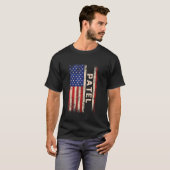パテル姓シャツパテル名米国国旗 Tシャツ (正面フル)