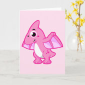 パテロダクチルの可愛いイラストレーション。 カード (黄色い花)