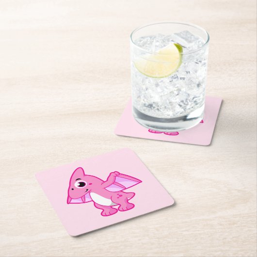 パテロダクチルの可愛いイラストレーション。 スクエアペーパーコースター (インサイチュ)