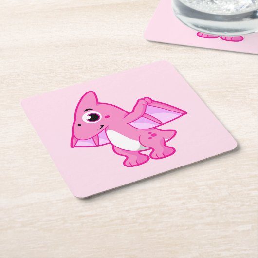 パテロダクチルの可愛いイラストレーション。 スクエアペーパーコースター (アングル)