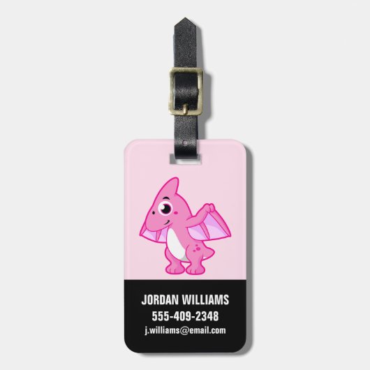 パテロダクチルの可愛いイラストレーション。 ラゲッジタグ (正面縦)