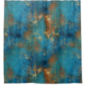 パテ動揺してィナコッパーターコイズグランジ シャワーカーテン (正面)