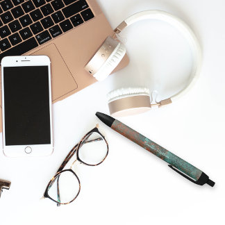 パテ素朴ィナ銅モノグラムの 黒ボールペン