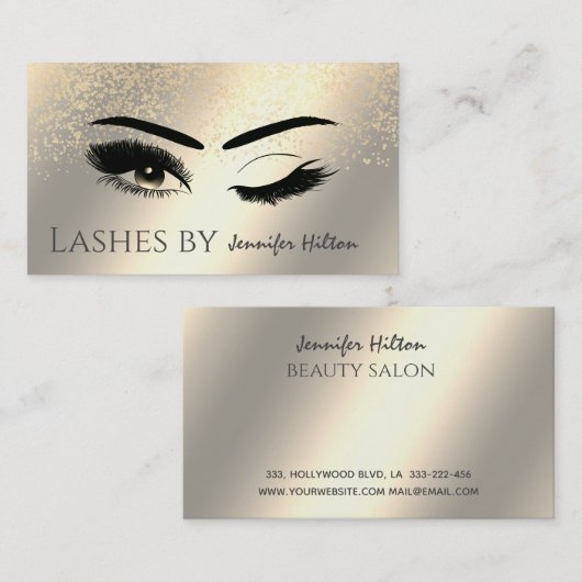 パテ魅力的ィナ金ゴールドまばたきメイク目 名刺 (正面/裏面)