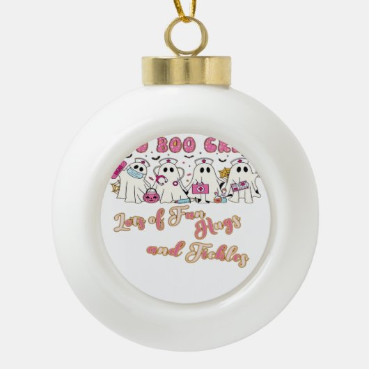 パディアクトラナースおもしろいハロウィーンデザインエッセンシャルT セラミックボールオーナメント (正面)