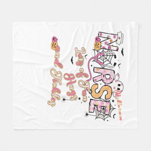 パディアクトラナースおもしろいハロウィーンデザインエッセンシャルT フリースブランケット (正面(横))