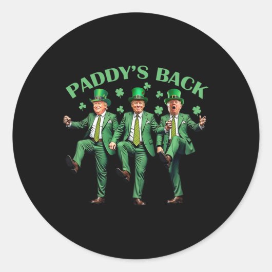 パディーズバックSt patricks dayおもしろいトランプ踊り ラウンドシール (正面)