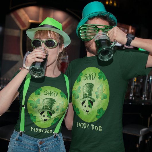 パディードッグシャムロックサンパトリックモノグラムのズ犬 Tシャツ