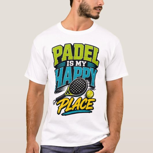 パデルは私の幸せな場所 レトロ スポーツ Tシャツ (正面)