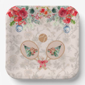 パデルをテーマにした紙皿 – フェスティブなラケットモチーフ ペーパープレート (正面)