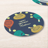 パデルテニステーマカスタムパーティー ラウンドペーパーコースター (アングル)