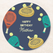 パデルテニステーマカスタムパーティー ラウンドペーパーコースター (正面)