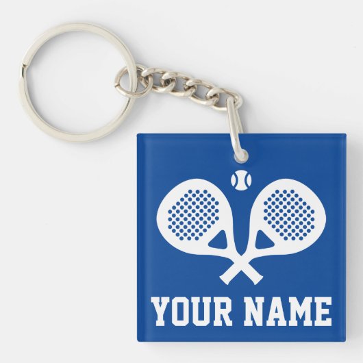 パデルテニスプレーヤーのキーチェーンと名前をカスタムする キーホルダー (正面)