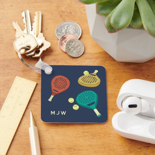 パデルテニスラケット&ボールモノグラム キーホルダー (デスク)