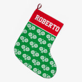 パデルラケットクリスマスストッキングと名前をカスタムする ラージクリスマスストッキング (正面 (吊り時))