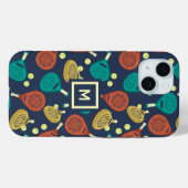 パデルラケットパターンとイニシャル Case-Mate iPhoneケース (裏面 (横))