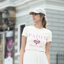 パデル女子Tシャツとピンクのソーシャルクラブエンブレム
