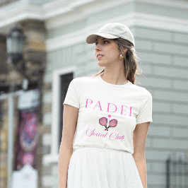 パデル女子Tシャツとピンクのソーシャルクラブエンブレム Tシャツ