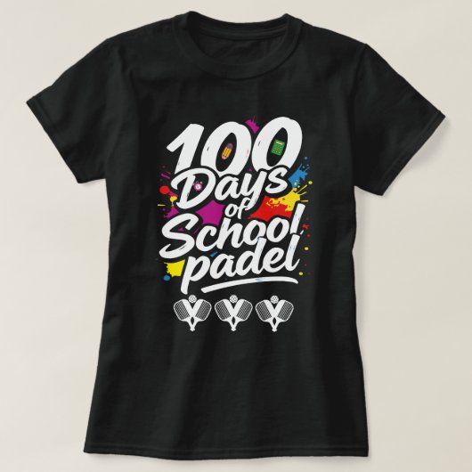パデル 100日カウント スクール 先生 愛好家 スポーツ かわいい Tシャツ (デザイン正面)