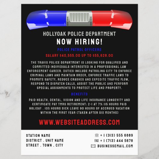 パトカーのサイレン、警察官募集 チラシ (正面)