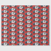 パトカーのパーティーの覆いを運転するおもしろいサンタ ラッピングペーパー (フラット)