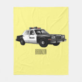 パトカーの漫画イラスト フリースブランケット (正面)