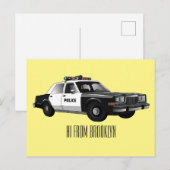 パトカーの漫画イラスト ポストカード (正面/裏面)