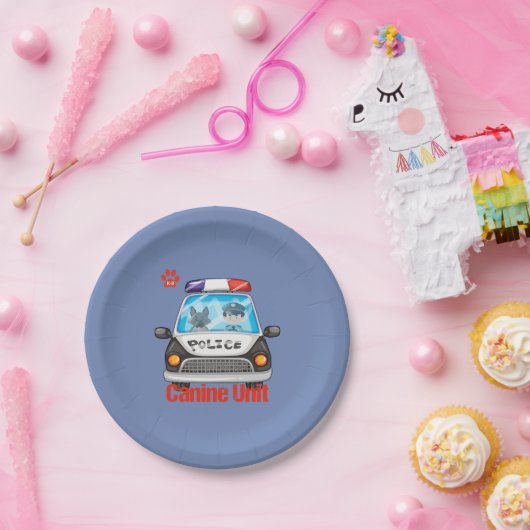 パトカーの犬の単位の警官そして警察犬 ペーパープレート (パーティー)
