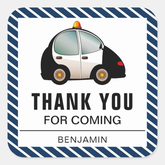 パトカーの誕生日パーティー景品シール スクエアシール (正面)