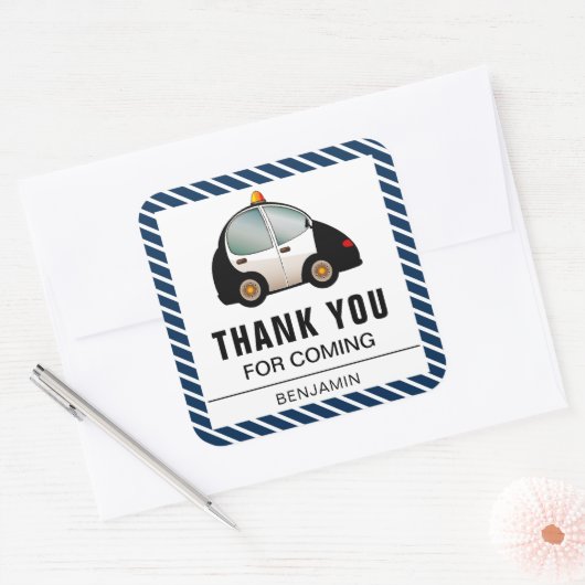 パトカーの誕生日パーティー景品シール スクエアシール (封筒)